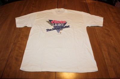 Vintage Coors Light Silver Bullet Beer Promo Shirt Size L White Men s T Shirt