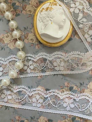 5 Yards Silver and White Flat Lace Trim Ribbon, Great for Sewing and Crafts