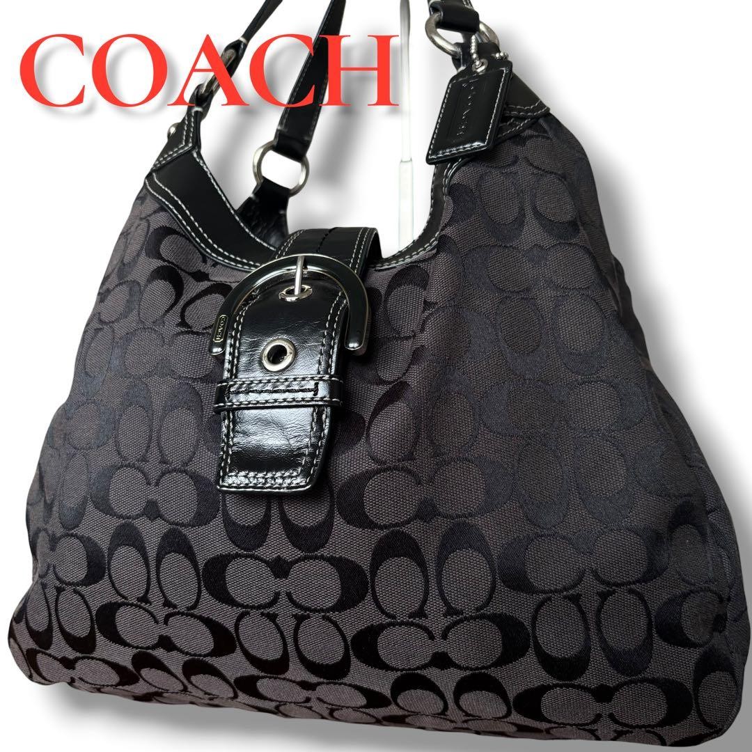 COACH Soho Signature Bag Black Authentic Leather Handbag Vintage Classic