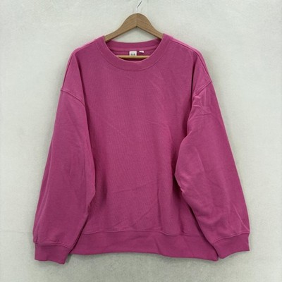 Gap Relaxed Crew Sweatshirt Womens XL Pink Fleece Pullover Standout Crew Neck