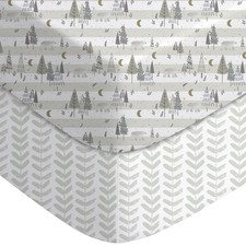 2 PCS Baby Crib Sheets Boys Girls 52x28 Fitted Neutral Soft Forest Bear
