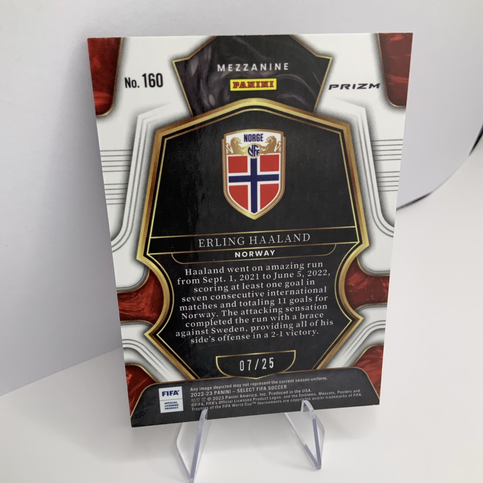 Panini 2022-23 Select FIFA Soccer Erling Haaland Mezzanine Zebra Prizm # 07/25  view 2