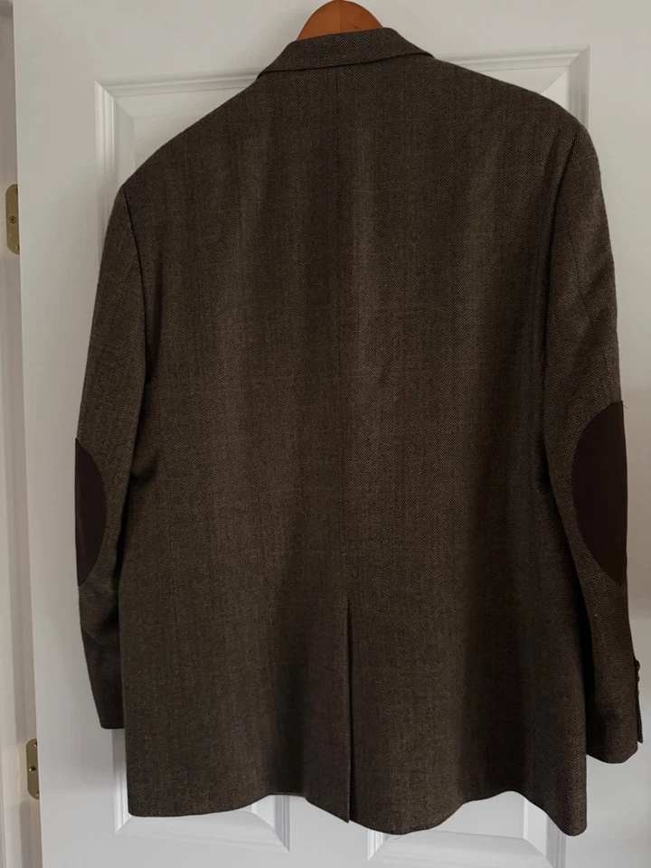 LAUREN RALPH LAUREN 100% LAMBSWOOL Herringbone ELBOW PATCH 42R Blazer Jacket EXC - Image 2 of 4