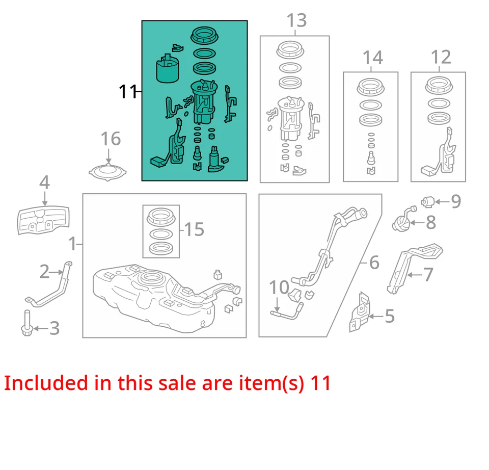 Fuel Pump Assembly Tank Mounted Fits 11-12 CR-Z 2016995 - Image 3 of 4