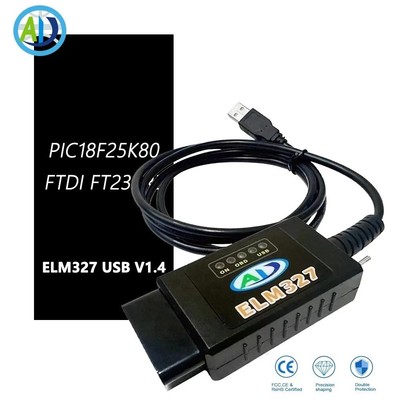 OBD2 Diagnosescanner ELM327 USB V1.4 mit PIC18F25K80 Chip FTDI FT232RL