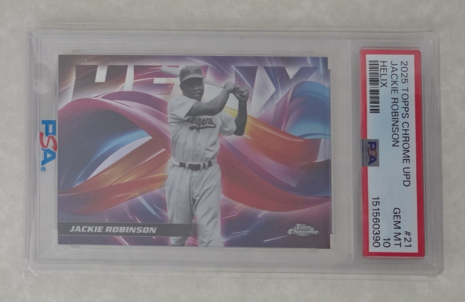 2025 Topps Chrome Update Jackie Robinson Helix PSA 10! Case Hit, SP, Pop of 5 view 1