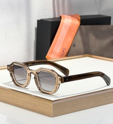SATO Eyewear Sunglasses Hexagonal Clear Frame Grey Gradient Lens Genuine