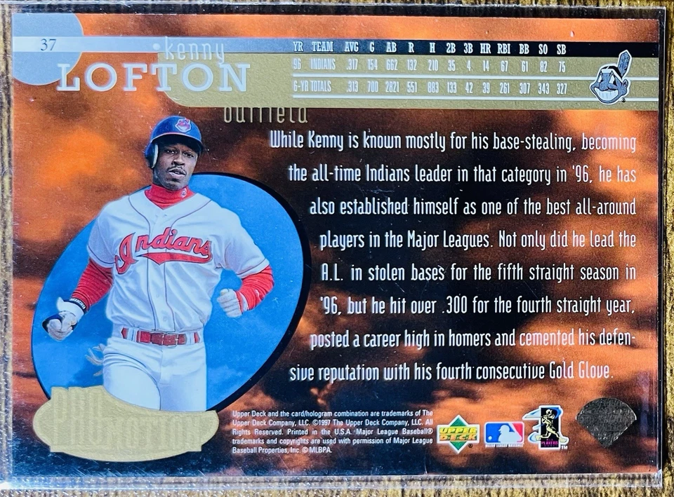 1997 Upper Deck UD3 Pro Motion Kenny Lofton #37 - Cleveland Indians NM-MT - Image 2 of 2