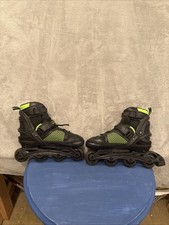 Boys Mongoose Inline Adjustable Rollerblades Size 5-8 Black And Green