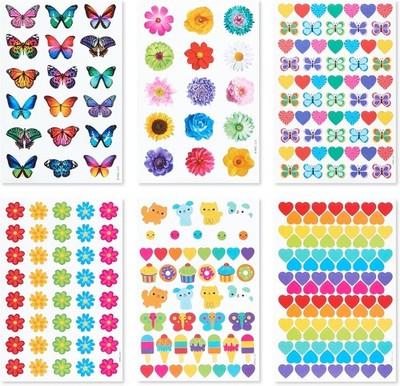  867-Count Bulk Stickers for Kids Butterflies and Flowers