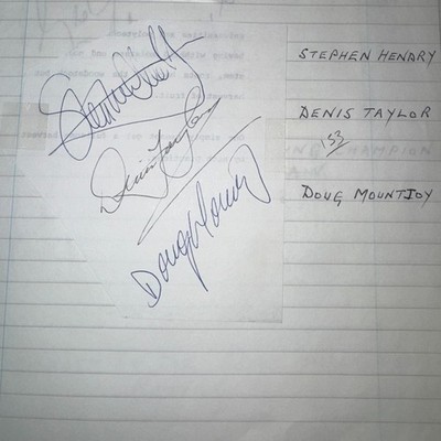 3x Snooker Player Autographs - Stephen Hendry, Denis Taylor & Doug Mountjoy