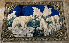 Vintage ALASKA Polar Bear Tapestry Made in Italy 75 x 48 Inches 13379