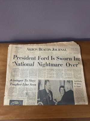 President Ford Is Sworn In National Nightmare Is Over Akron Beacon Journal  1974