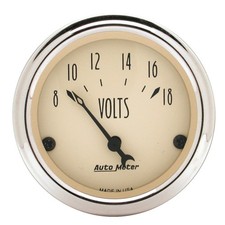 Auto Meter 1891 Antique Beige Voltmeter Gauge 2.3125 In.
