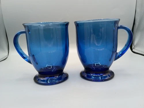 Vintage Anchor Hocking Cobalt Blue Glass Mugs