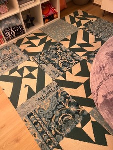 FLOR carpet tiles. Reoriented (blue). Barely used. Fun color pop!