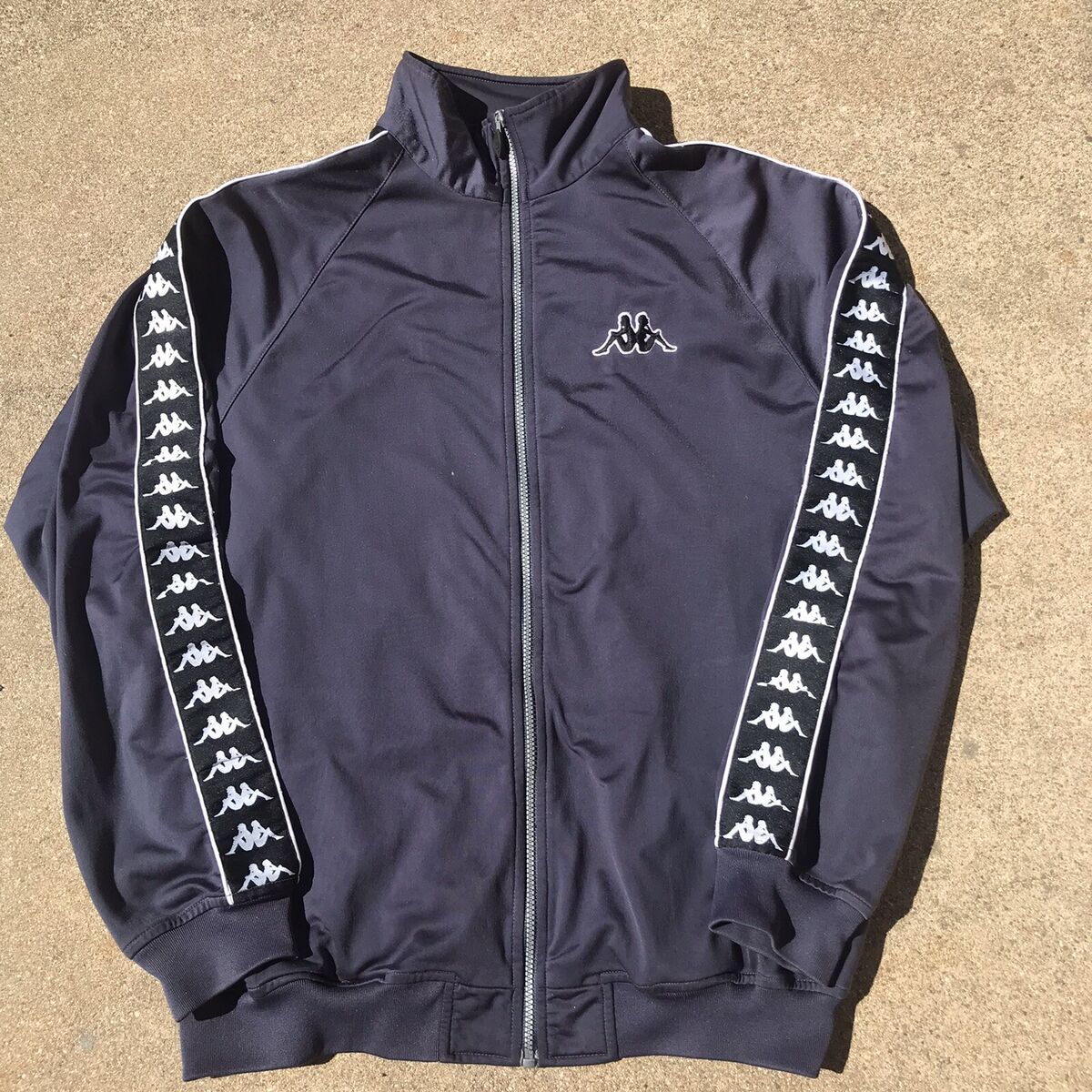 Kappa Vintage Full Zip Track Jacket Gray & White People On Kappa Vintage Full Zip Track Jacket Gray & White People On