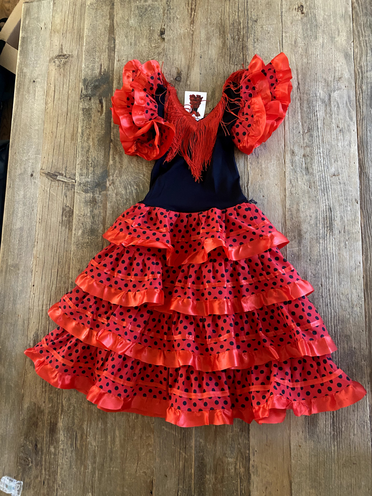 Vestido de Flamenca Rojo y Negro Niños Niñas *NUEVO*