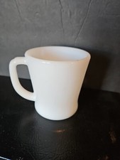 Vintage Fire King Mug White Milk Glass "D" Handle Made In USA MCM 1951-61 Read