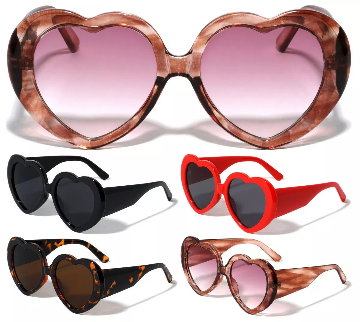 Oversized Heart Rhinestone Sunglasses - ESPI LANE