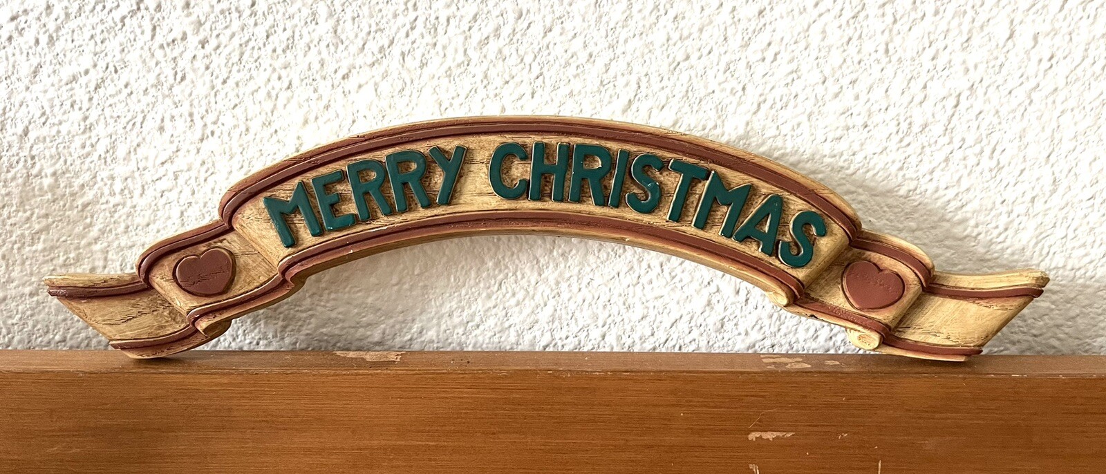 Vintage Merry Christmas Banner 15" Molded Plastic HOMCO #7503 Sign, vintage holiday decor
