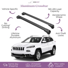 2 Piece Lockable Roof Rack Cross Bars For Jeep Cherokee 2014-2023 | Black