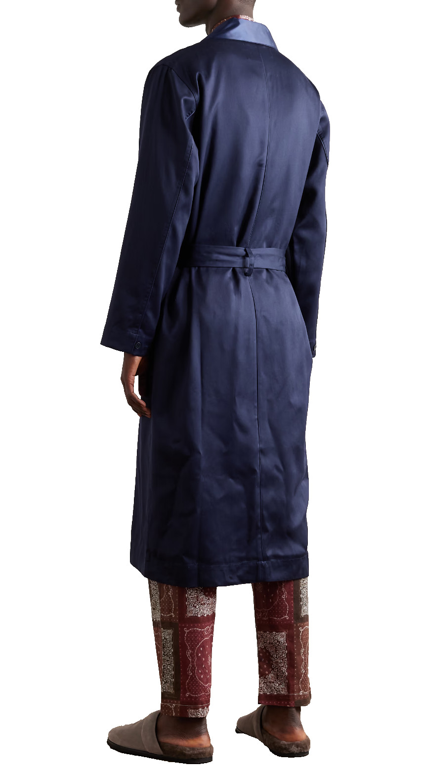 CDLP TENCEL™ LYOCELL Blue Satin Belted Robe Coat Bathrobe Coat Parka New S image 2