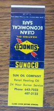 SUN OIL CO. SUNOCO GAS STATION MATCHBOOK COVER: EMPTY 1970s MATCHCOVER -B23