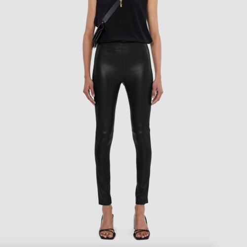 JOSEPH Stretch Leather Lambskin Leggings Black {F31}