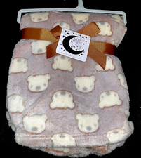 New  BABY Boys Brown/White Plush "Teddy Bear" BLANKET sz 30" x 40" NWT
