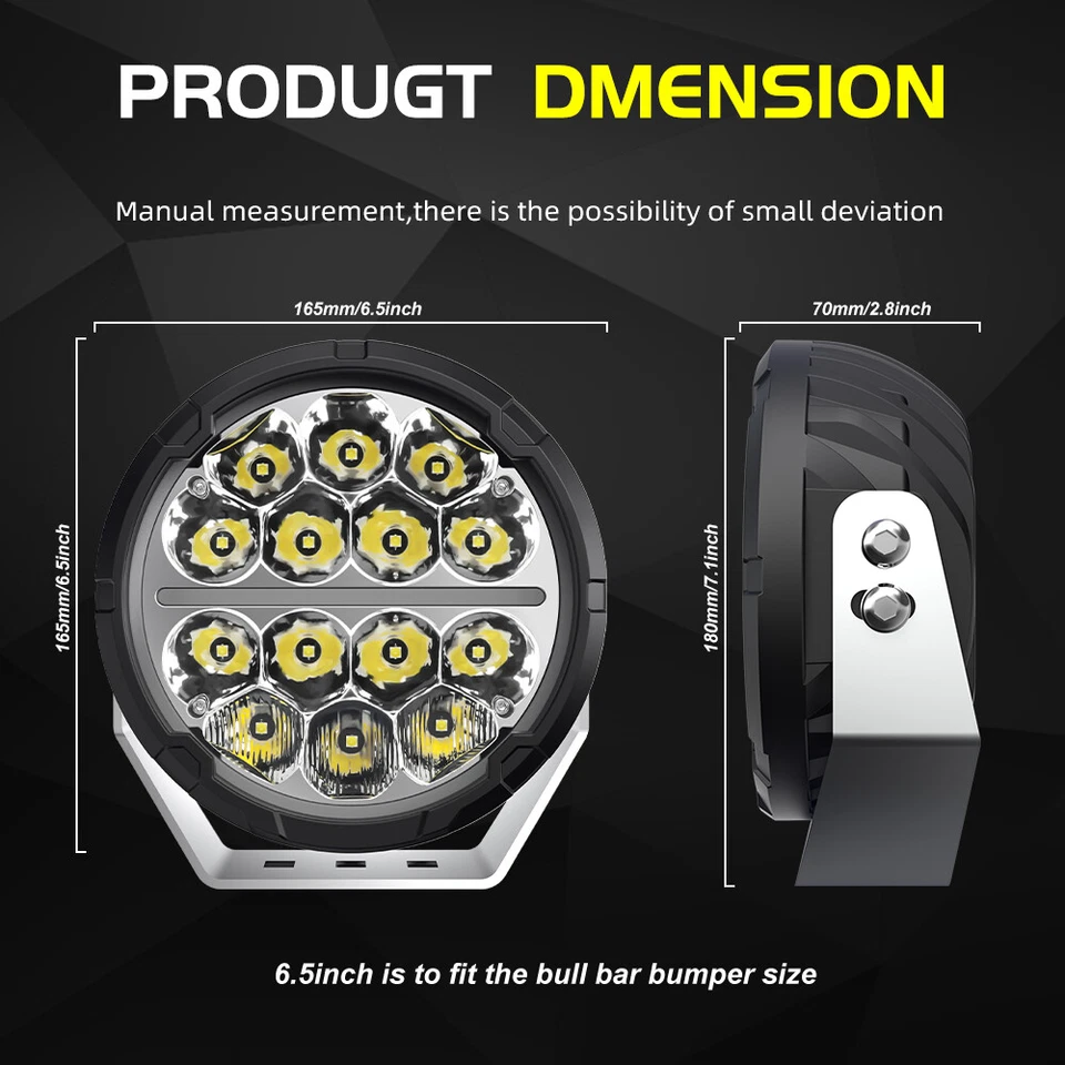 7Inch/9Inch Round LED Work Light 12V 24V Spotlight Headlight Offroad Car Driving - Image 4 of 4