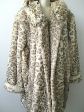 Pamela Mccoy Brown Leopard Design Faux Fur Hooded Long Sleeve Coat Size 2x - Nwt