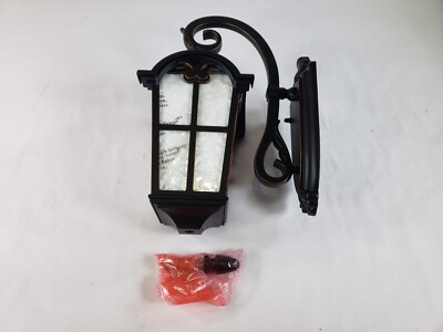 DEWENWILS Outdoor Wall Mount Light Fixture Black Roman 17.7'' H Ripple Glass
