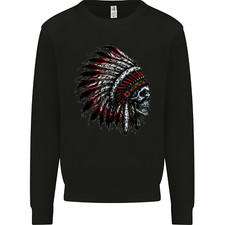 Indian Skull Headdress Biker Motorcycle Mens Sweatshirt Jumper