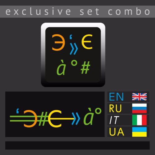 Adesivi tastiera 4in1 RUSSO IT EN UA EXCLUSIVE per portatile e pc 13x13mm PROMO! - Foto 7 di 7