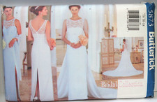 Butterick 5873 Wedding Dress Bridal Gown Bridesmaid PromTrain Lace UNCUT 14-18