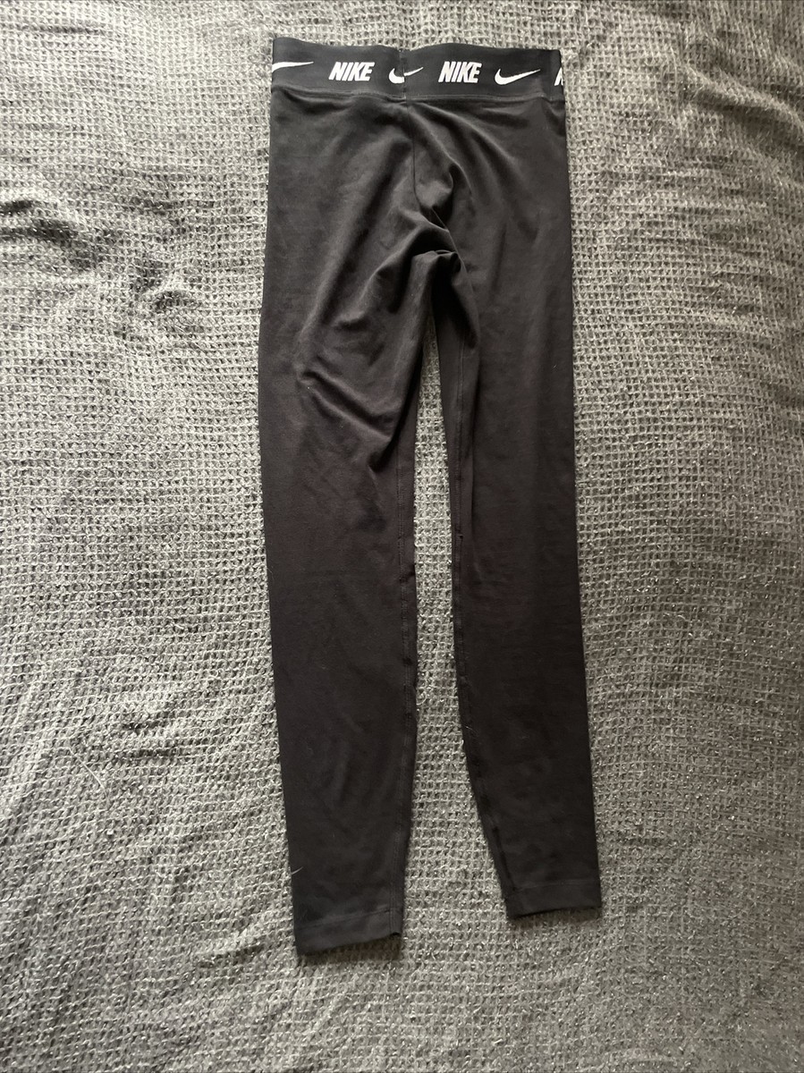 nike high waisted logo waistband black leggings