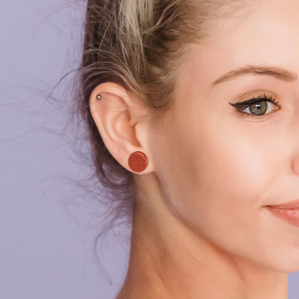 20 PIEZAS Medidores de oreja de piedra orgánica Tapones para los oídos Túneles de carne Doble acampanado estirado Foto 4 de 4