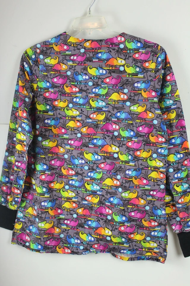 Lydia's Select Chameleon Lab Coat Dental Colorful Size Medium Long Sleeve - Image 3 of 3