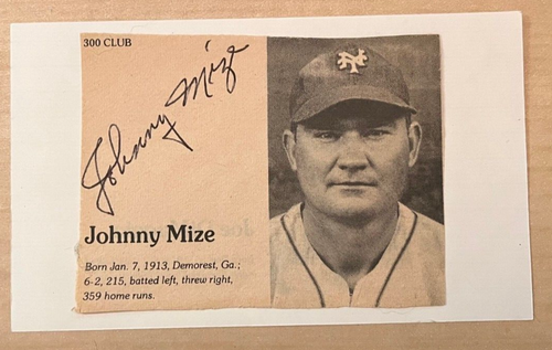 Johnny Mize Autographed 3 x 5 card - 第 1/1 張圖片