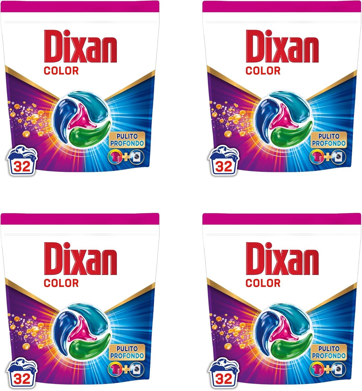 Dixan DISCS 4in1 Color Detersivo Lavatrice, Capsule lavatrice per colori vivaci
