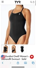 TYR Women's 32 Swimsuit Durafast Diamondfit Solid Black DDRF7A NWT $70 Rtl