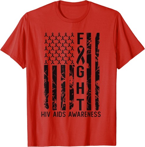 AIDS HIV Awareness Month December USA Flag Red Unisex T-Shirt | eBay