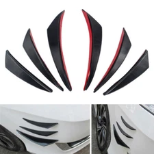 Black 6Pc Universal Front Bumper Lip Diffuser Splitter Fins Body Spoiler Canards