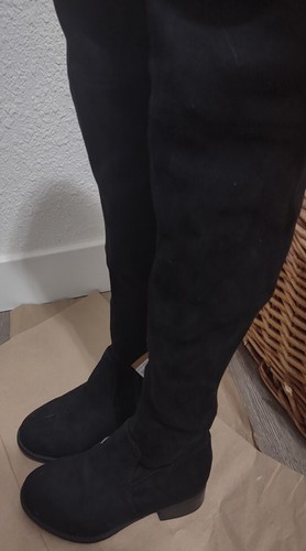 New $69 American Eagle Thigh High Black Suede Tall Boots Size 7 - Picture 3 of 8