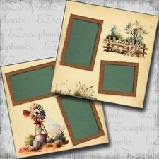 Windmills  Farm Fences - 2 Premade Scrapbook Pages - EZ Layout 6658