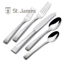 St. James Continental 65pc Stainless Steel Flatware Set Service for 12 + Hostess