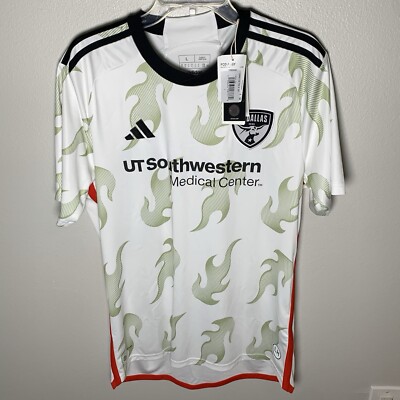 New Men's Adidas FC Dallas Authentic Soccer Away Jersey White Style HI1891 Sz L