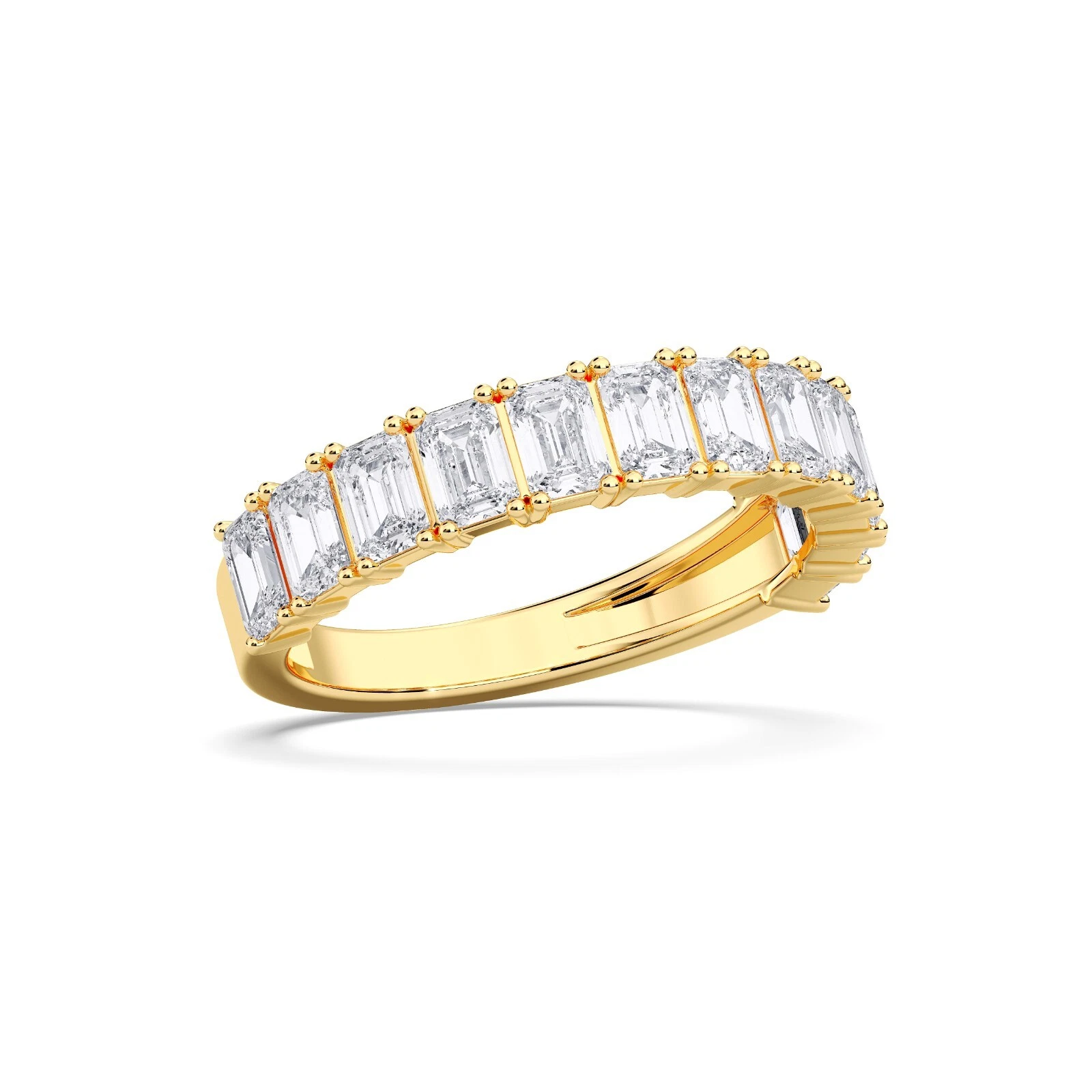 2.52 Ct Emerald Cut Lab Grown Diamond Eternity Band Ring Solid 14k White Gold image-5