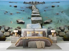 3D Stone Sea Self-adhesive Removeable Wallpaper Wall Mural Sticker 57